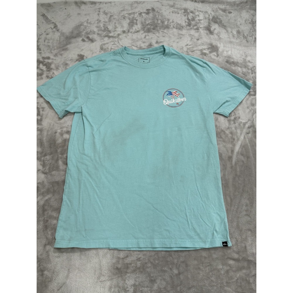 Quiksilver T-Shirt Men's Size Large Seafoam Short Sleeve Crew Neck See Flaws